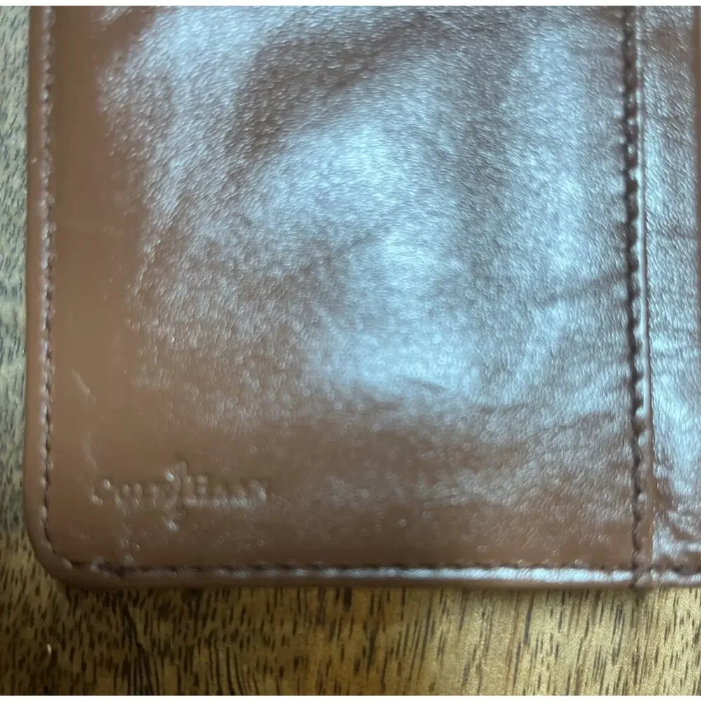 COLE HAAN Vintage Continental Brown Leather Wallet Stud Accent Multi Pocket